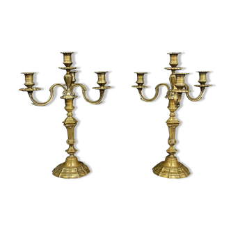 Paire de chandeliers Louis XIII en bronze