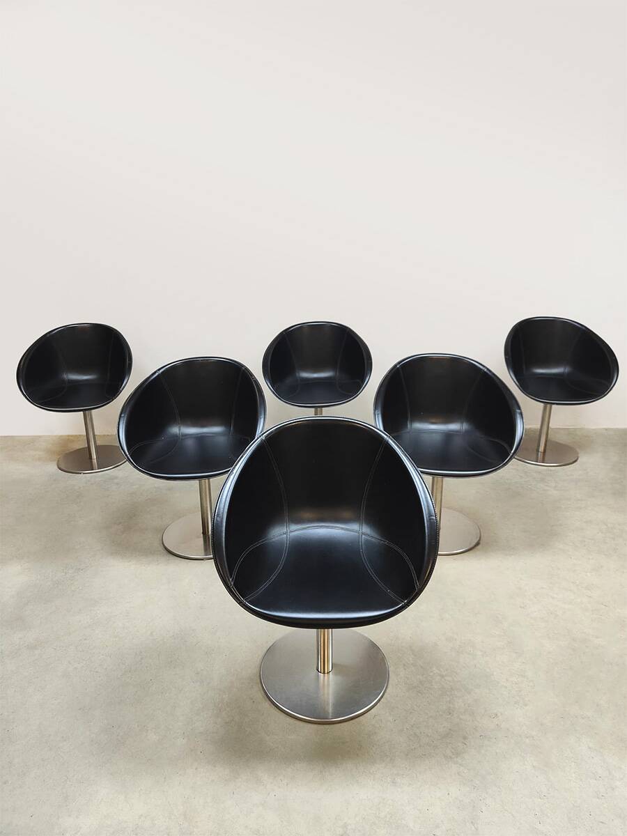 Vintage Italian design swivel dining chairs 'Mad men style'