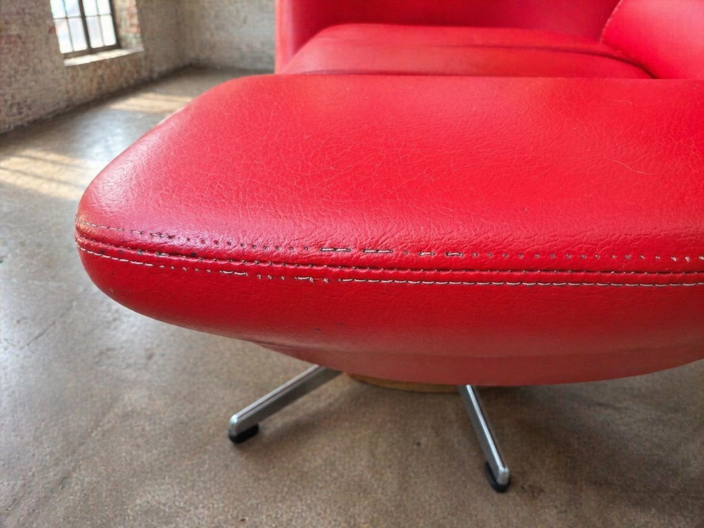 Pair of high-back swivel lounge chairs Scandinavian modern leather & aluminium by UP Závody Rousínov 1960s Czechoslovakia