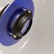 Danish space-age hanging lamp in transparent and blue plexi with black metal 1980s