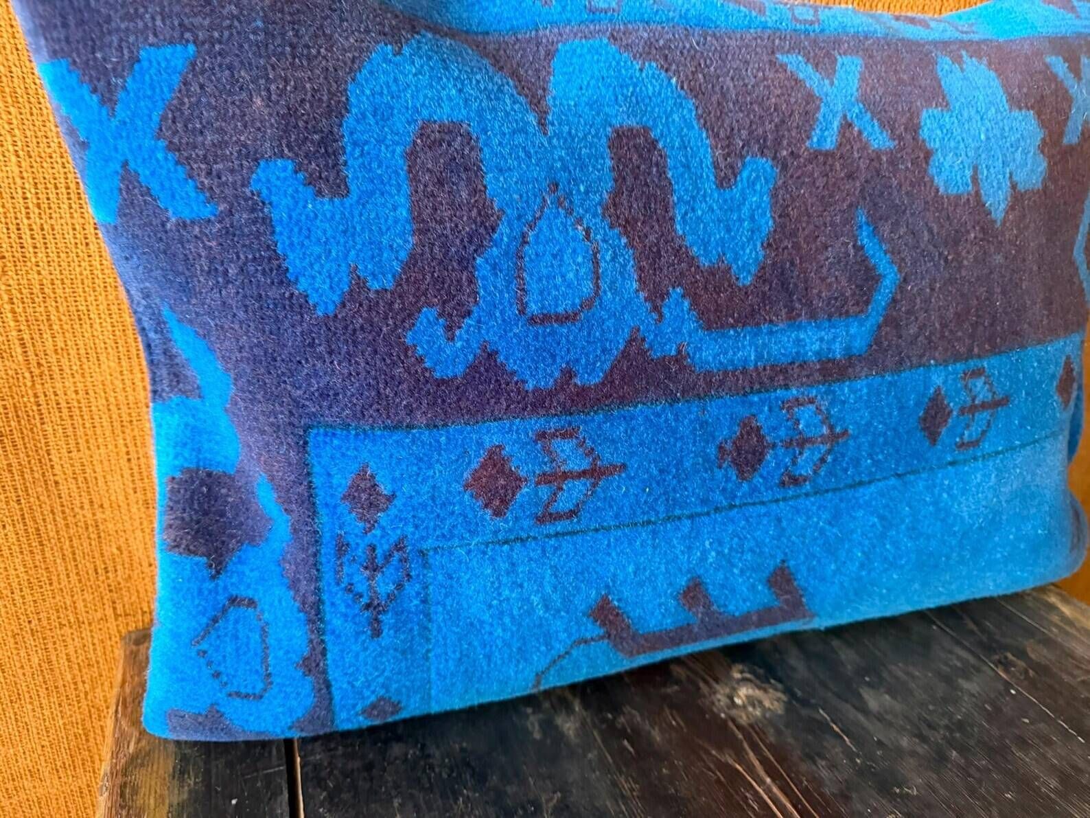 Vintage Turkish Wool Dragon Pillow, Kilim Lumbar Cushion Cover