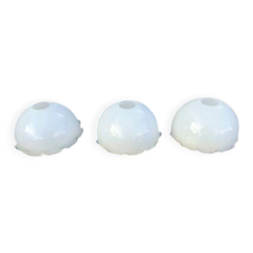 3 white opaline glass tulips from the 1960s