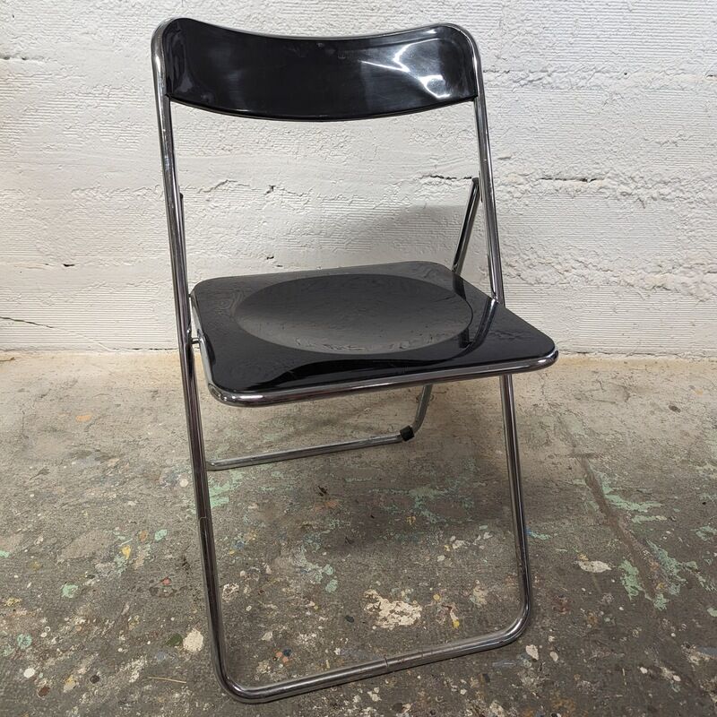 Black and chrome vintage folding chair