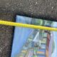 Painting signed by Esther Durand – Colourful huts by the water – Oil on