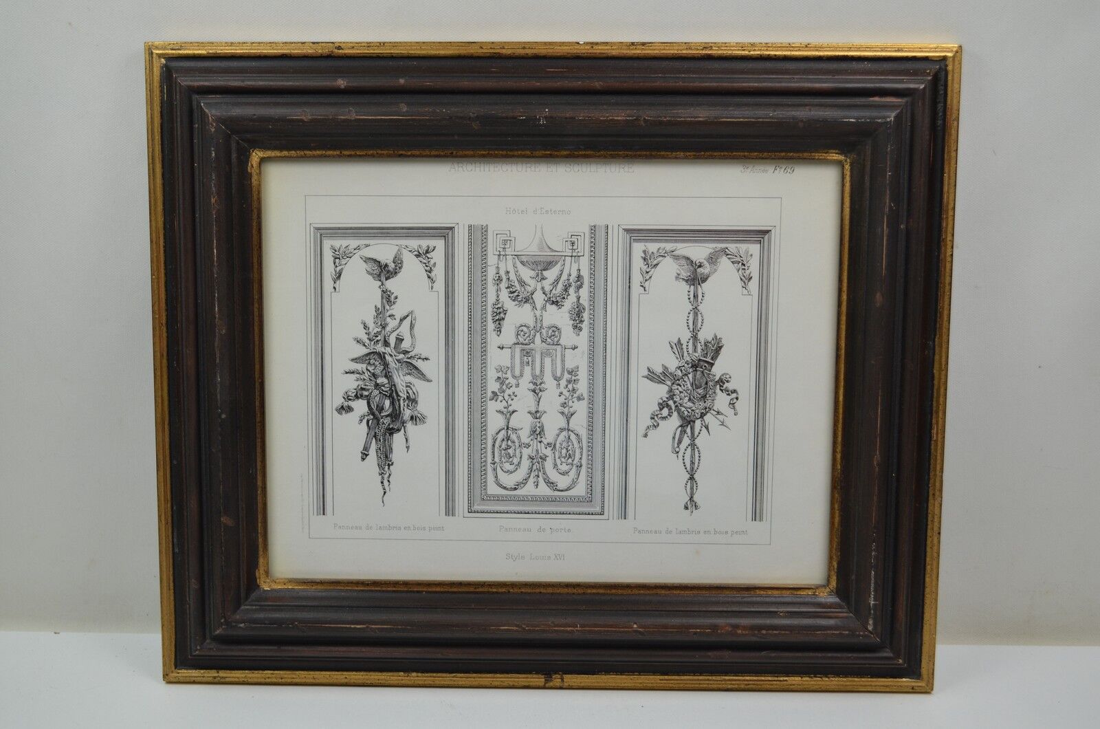 Room framed under glass "architecture and sculpture Louis XVI"