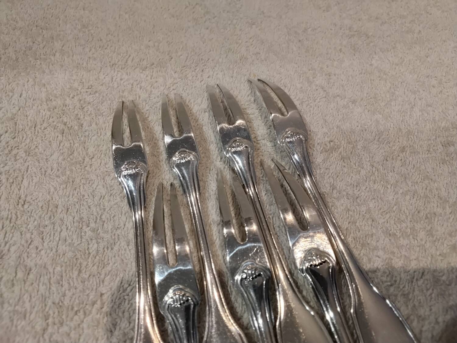 7 silver-plated metal snail forks by Christofle Vendôme