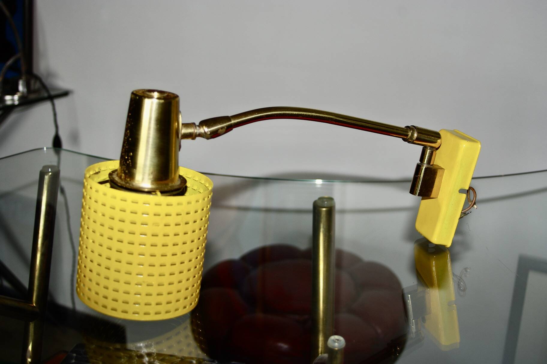 Vintage adjustable wall light in steel and brass germany 1960