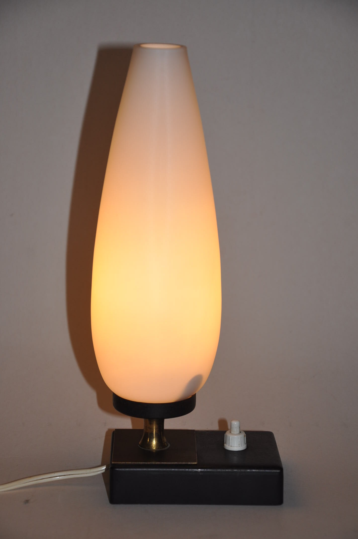 Opaline brass metal lamp 50s