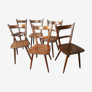 Set of 6 wooden farm chairs