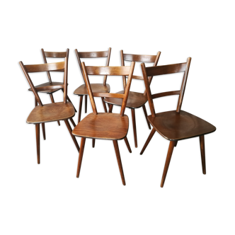 Set of 6 wooden farm chairs