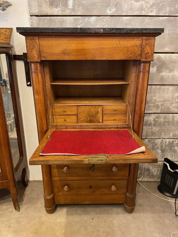 Secretaire style louis xvi en noyer fin xixeme avec tiroirs