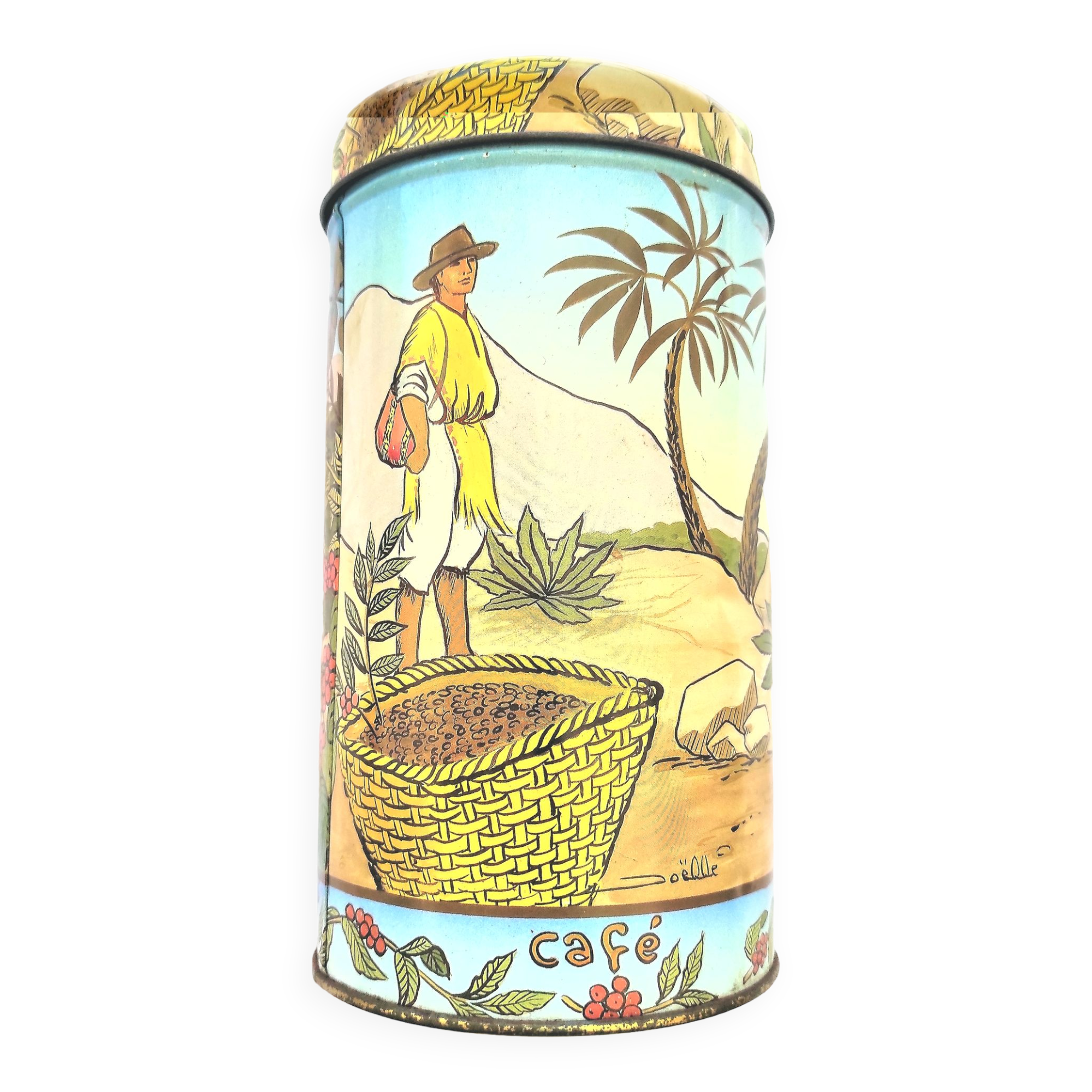 vintage coffee box signed Joelle