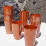 Set de 9 tasses gobelets en grès vernissé