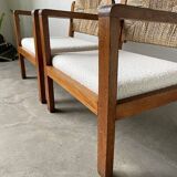 Pair of oak and straw armchairs, reconstruction style