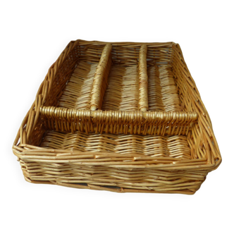 Wicker cutlery pickup, cutlery storage