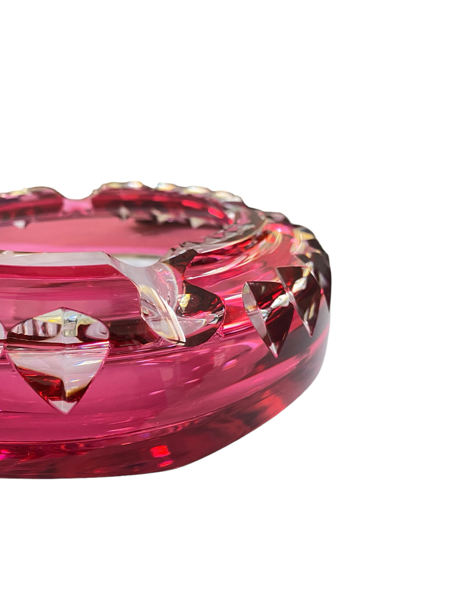 Pink crystal ashtray Val Saint Lambert 1960-1970