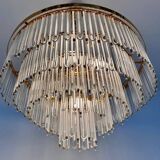 Paire de grands lustres en verre et laiton autrichiens XXL - années 1980