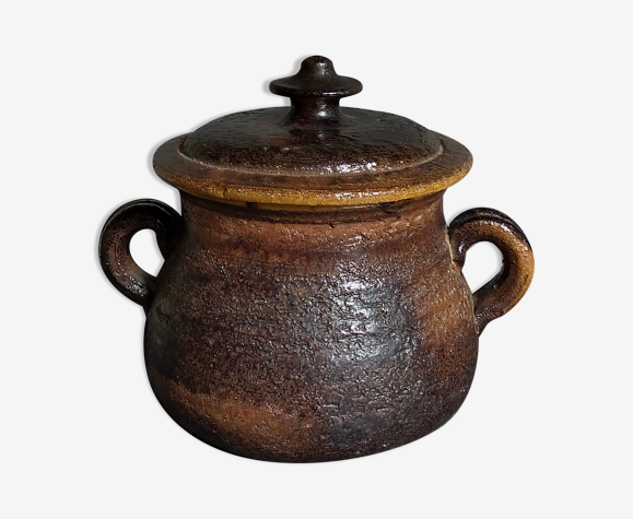 Ceramic covered pot by Jean Marais signed, Vallauris 80s