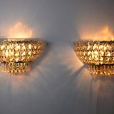 Pair of Regency wall lamps, cut crystals, Italy, 1980