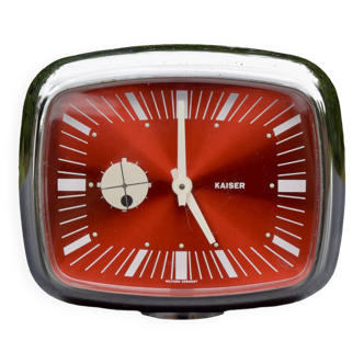 Kaiser orange mechanical alarm clock without its tulip base - Space Age Design - Functional - 1960