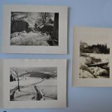 Old silver photo circa 1950 by L. Thomas in Morzine set of 3
