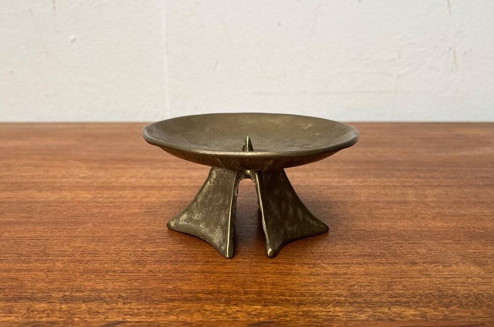 Brutalist bronze candlestick from the mid-century, 1960s.