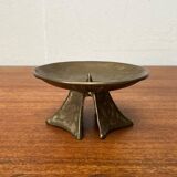 Brutalist bronze candlestick from the mid-century, 1960s.