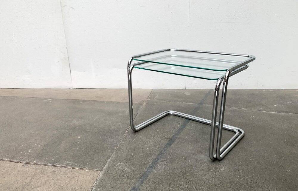 Nested glass tables Mid-century space age, 1960s, set of 2