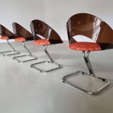 Set of 4 Italian dining chairs in plexiglass from the Spage era, 1970.