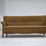 1960s, 3-seater Danish sofa, green furniture wool, original condition.