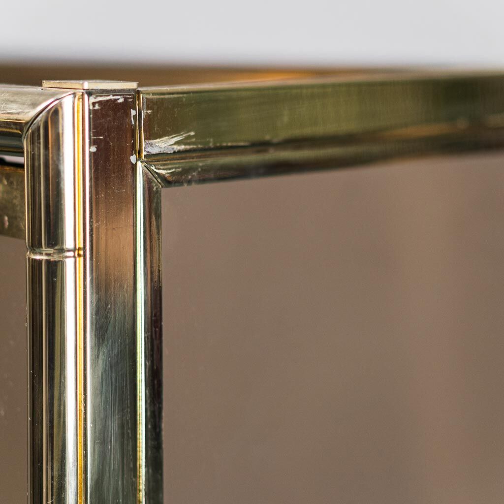 Showcase gold metal smoked glass 70s modern vintage