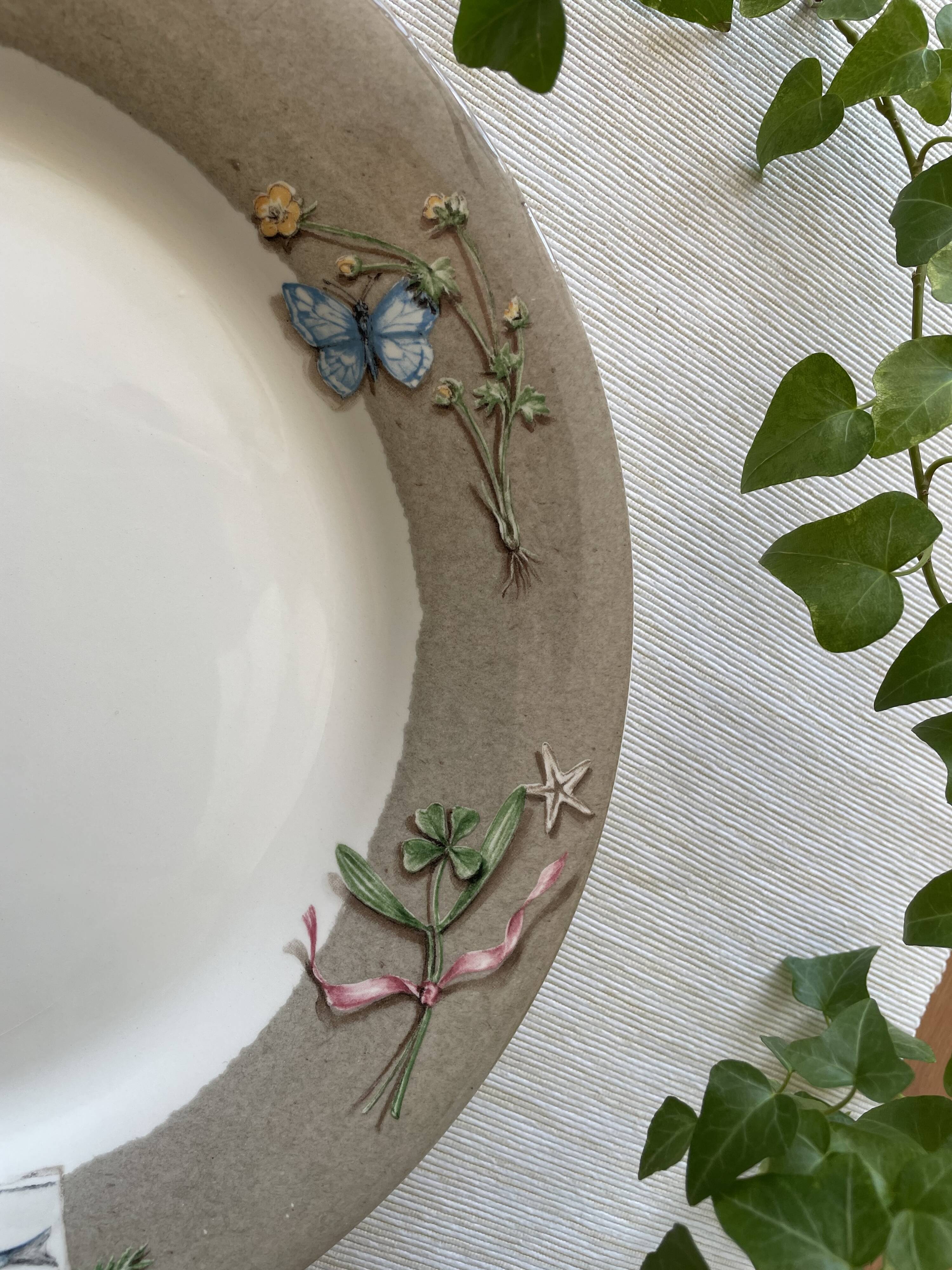 8 grandes assiettes plates en faïence de gien