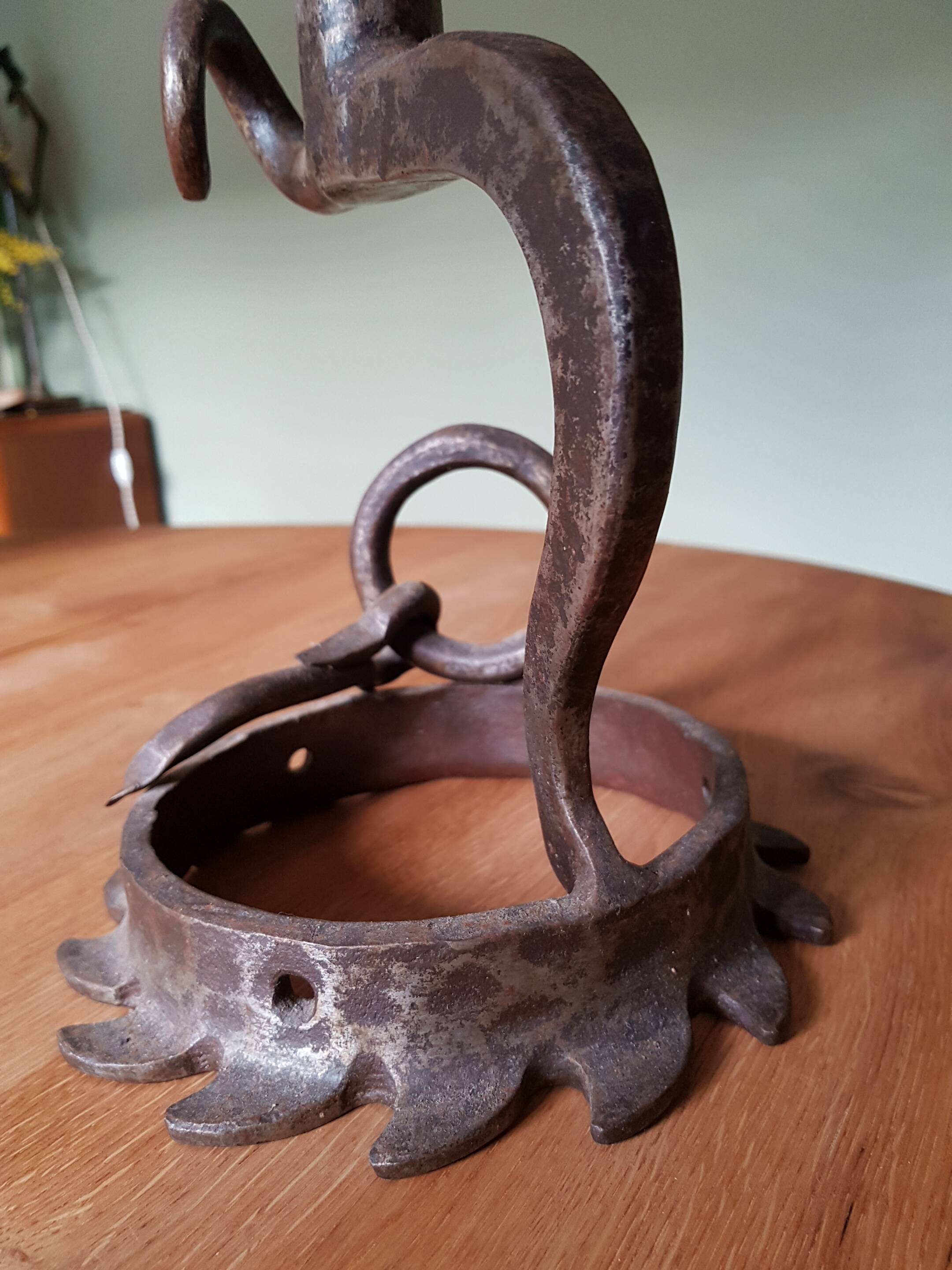 Brutalist style wrought iron lamp base