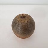 Ceramic soliflore vase in the shape of a ball signed GH GII (Signature to be identified)