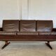 Vintage retro danish mid-century g. thams 3 person sofa in brown leather