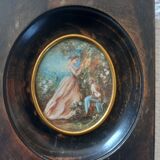 Miniature portrait of " fragonard " the girl and her dog