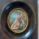 Portrait miniature  de  " fragonard "  la  fille  et  son  chien