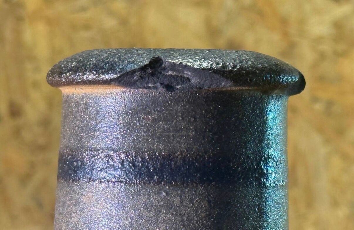 Primavera Art Deco vase, glazed stoneware with blue bird decoration by Marguerite Lehm.