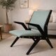 Fauteuil vintage années 60 en bois noir et tissu