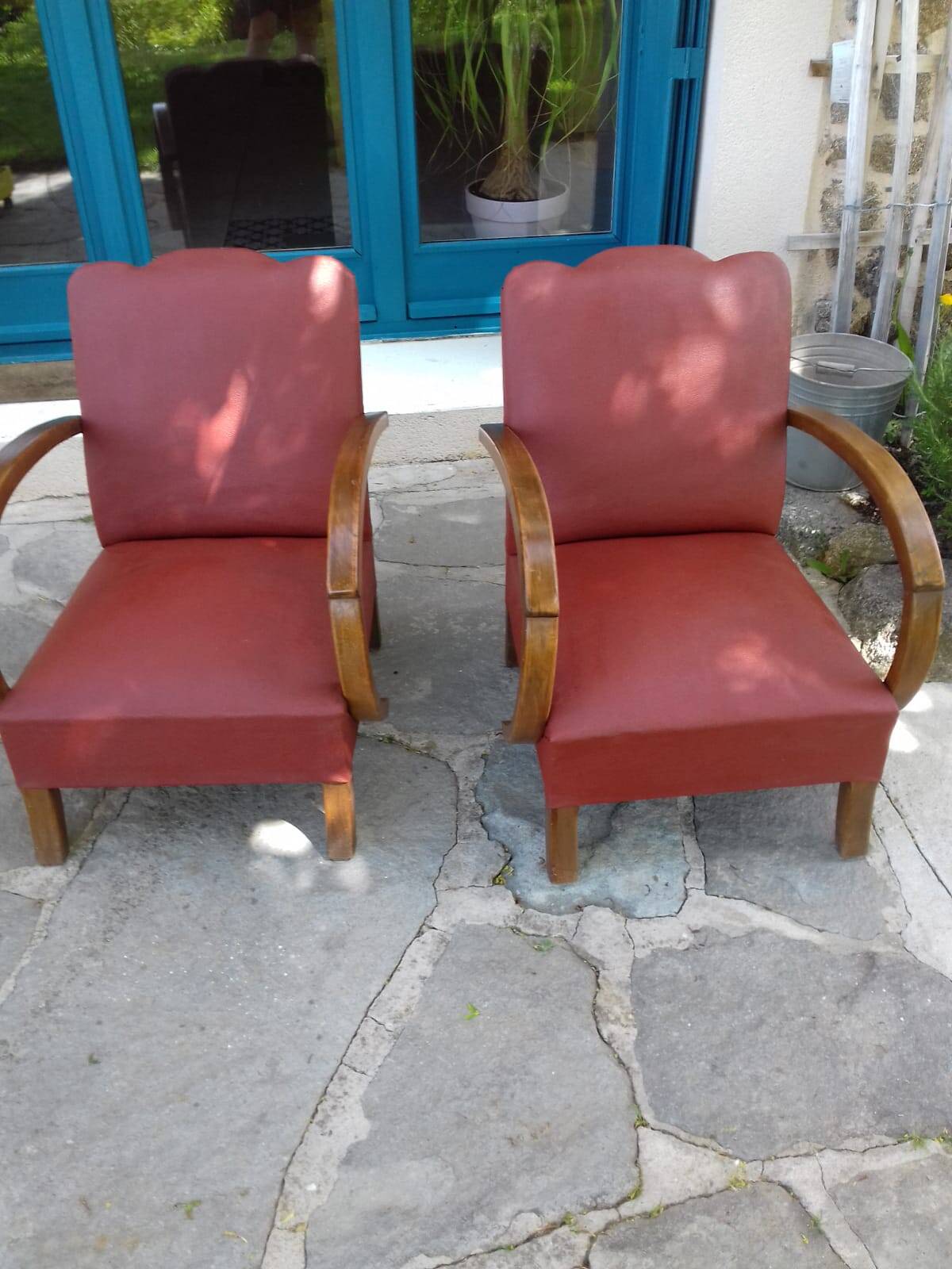 paire de fauteuils art déco, terracotta
