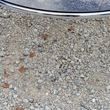 Coffee table design of the 70s smoked glass base chrome Diameter 84cm