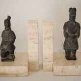 Paire de serre-livres vintage en travertin