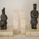 Pair of vintage travertine bookends