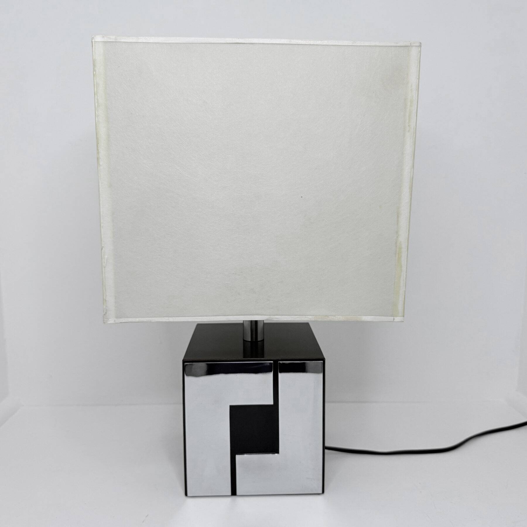 Vintage Cube Lamp • Wood & Metal • Art Deco • 1960