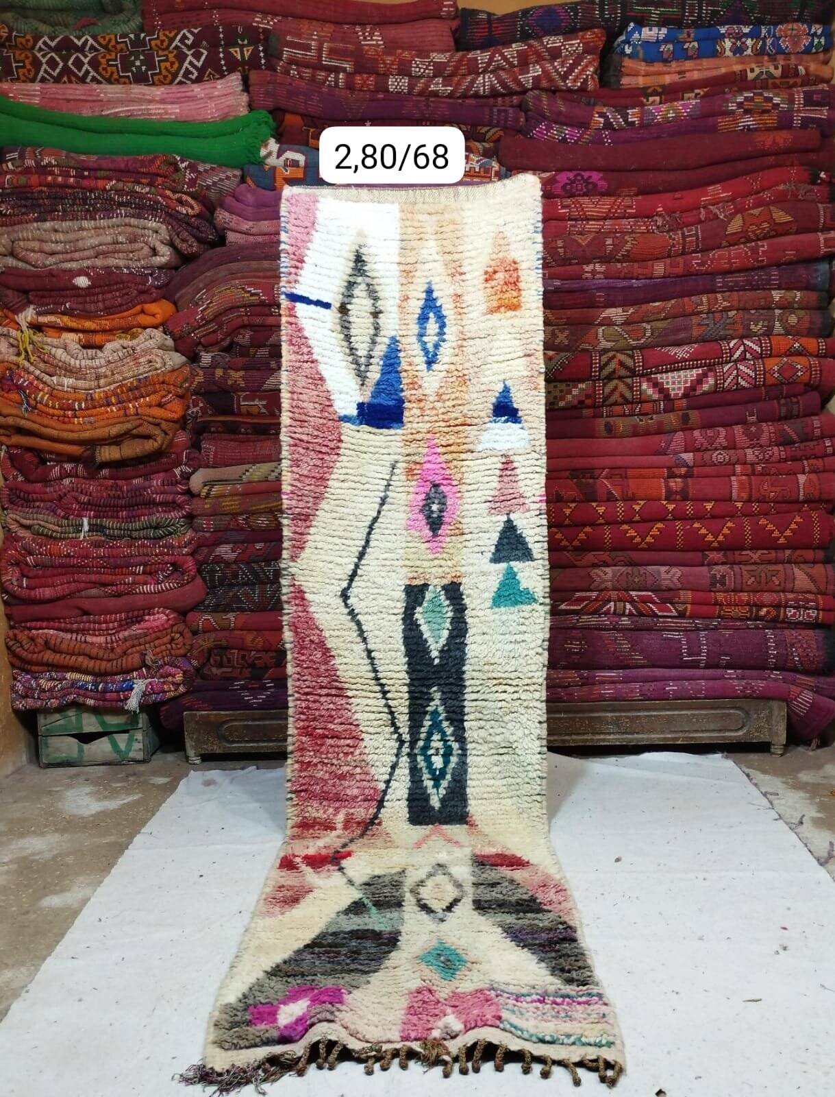 Handmade Berber Bohemian Wool Runner Rug