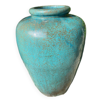 Large turquoise ceramic jar