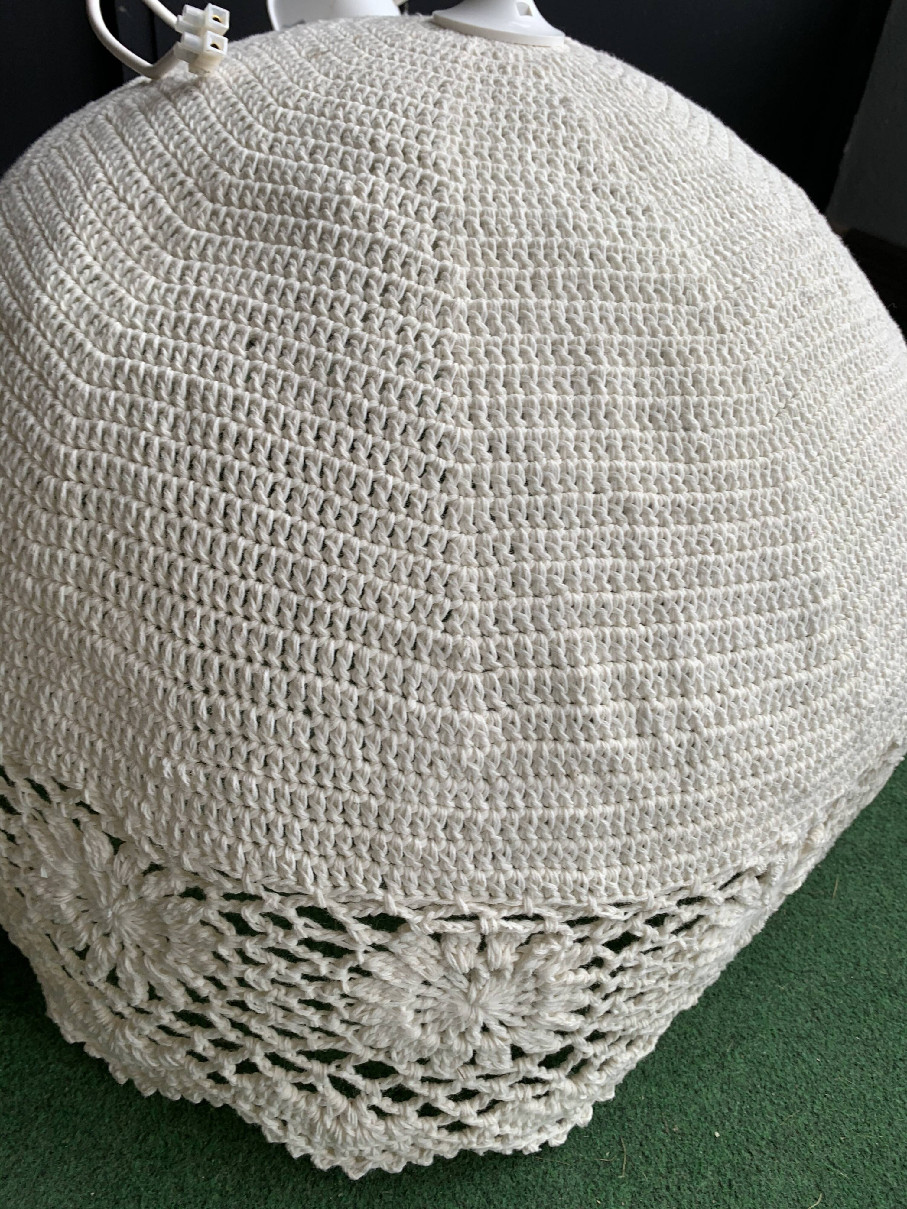 Very large white crochet hanging