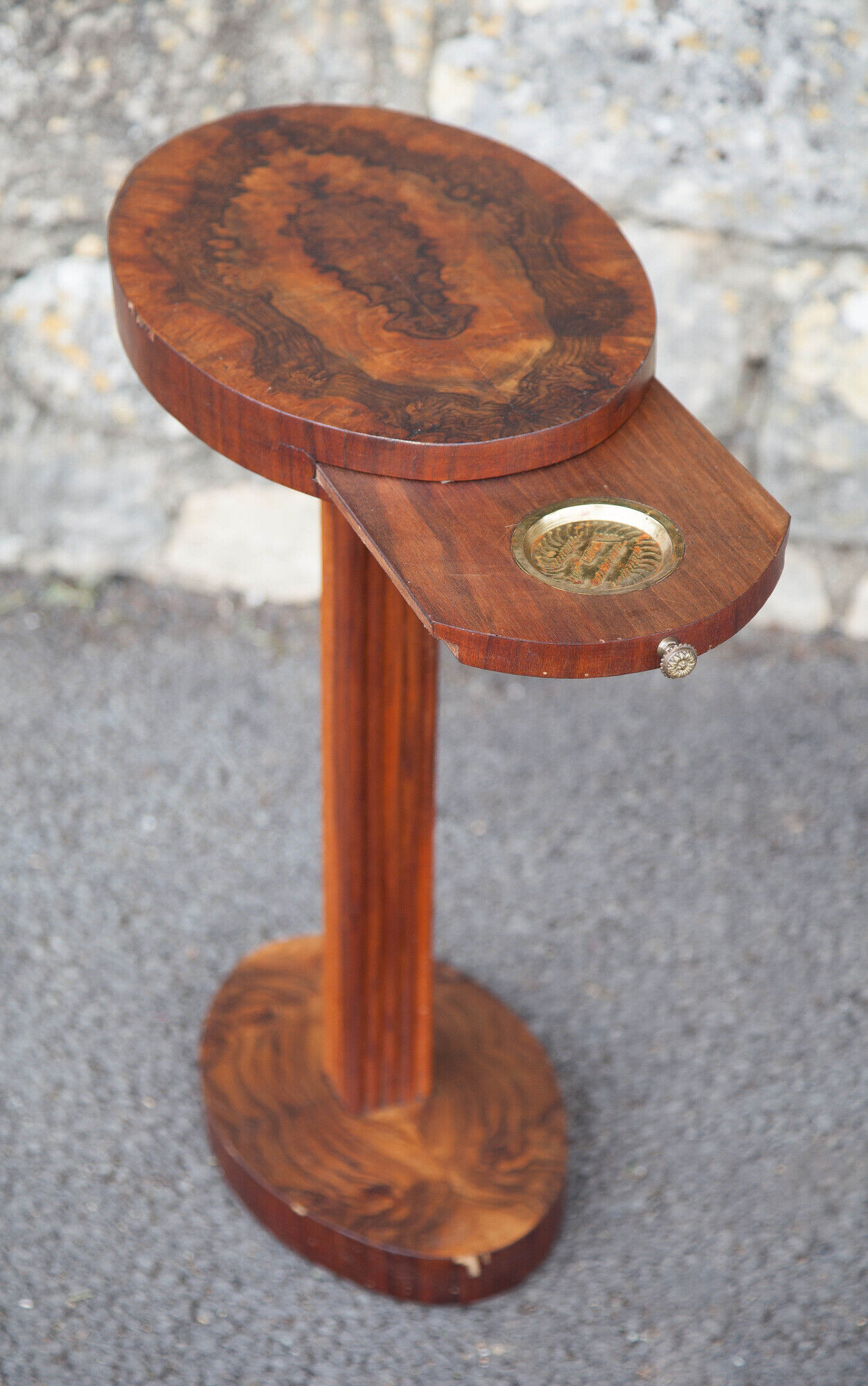 Art Deco wood pedestal table, art deco smoking table, end of sofa, art deco, 30's