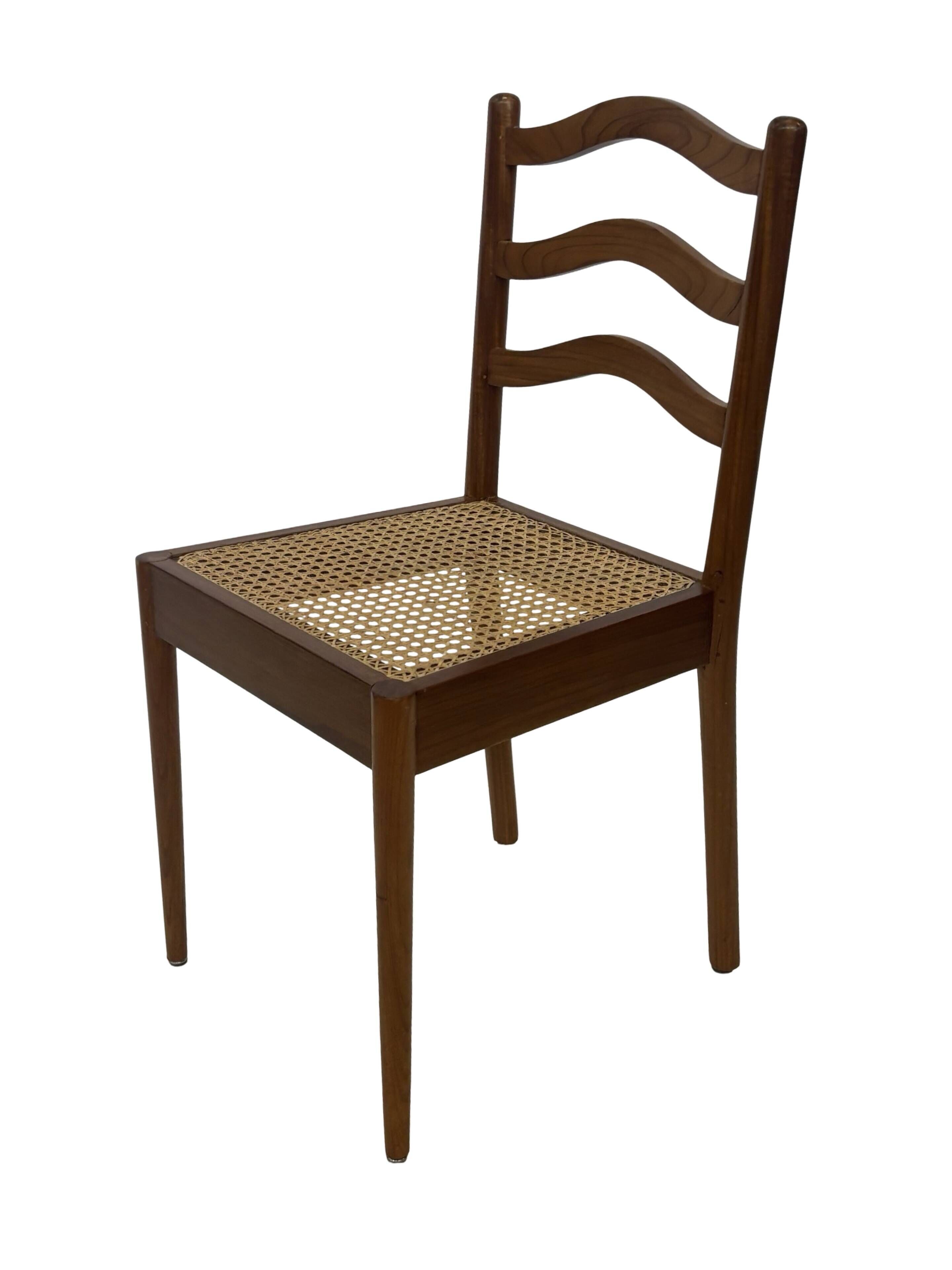 Vintage Teak Chair with Webbing - 1970s Design