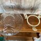 Antique fruit bowl centerpiece molded glass + vintage wrought iron